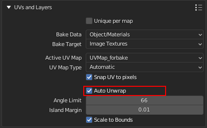 Use auto UV unwrap