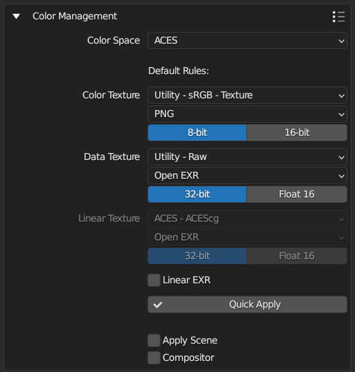 Default ACES config