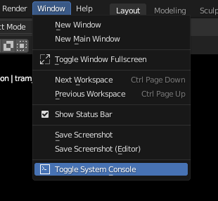 How to open Blender Console
